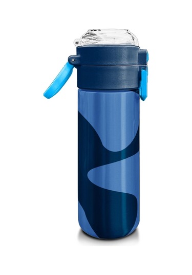 Coral High Kids Lacivert Mavi Desenli Pipetli Ve Direkt İçim Çelik Termos 500 Ml 31888 Lacivert