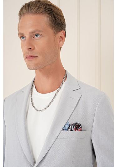 Comfort Fit Torba Cep Dokulu Esnek Pamuk Casual Gri Mavi Ceket C 676 Gri - Mavi