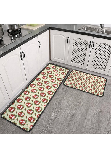 Noel Desenli 2'li Mutfak Matı, Anti-yorgunluk, Yastıklı Ve Kaymaz, Mutfak Ve Ofis İçin Noel Baba Noel Ördeği