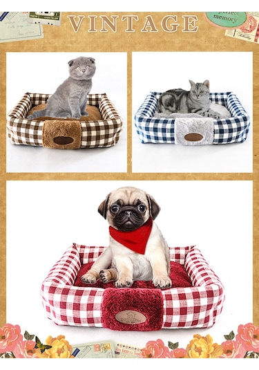 Leezsing Evcil Hayvan Yatağı Yumuşak Köpek Yatağı Dikdörtgen Kulübe Kedi Yatağı Yavru Köpek Yastığı Sıcak Evcil Hayvan Sepeti Malzemeleri Mat
