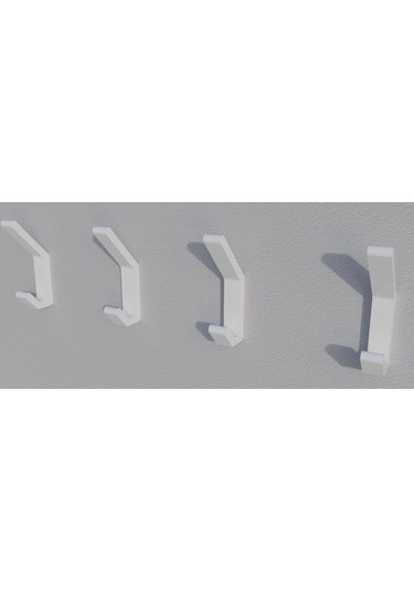 Hepsi3boyutlu - 5 Adet Beyaz Kanca Askılık Beyaz Beyaz