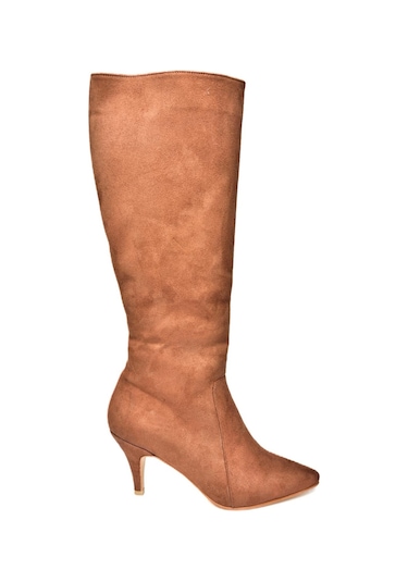 Fox Shoes R372453002 Taba Süet İnce Topuklu Kadın Çizme Taba