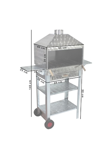 Metehan MTH-57 Davlumbazlı - Bacalı - Kanatlı - Çekmeceli - Lama Izgaralı Mangal