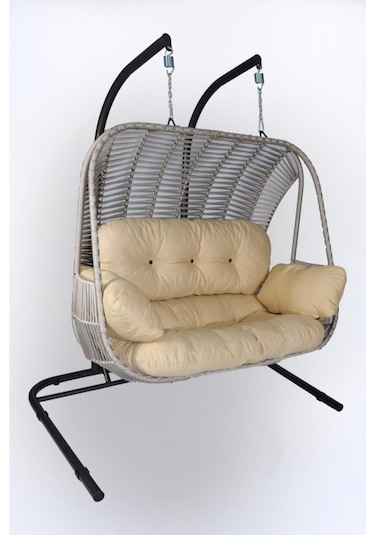 Tekstil Gemisi Monalin Makrome Bahçe Salıncağı Relax Gri