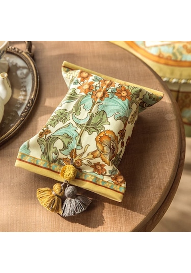 Küçük Mavi Kağıt Mendil Saklama Kutusu, Retro Ev Oturma Odası Yatak Odası Çok Amaçlı Kağıt Mendil, Baskılı Desen Kumaş Araba Aperextraction Kutusu