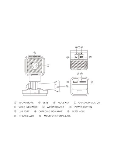 1080p Çok Fonksiyonlu Bisiklet Kamerası Bisiklet Kamerası Açık Hava Wifi Spor Kamerası Su Geçirmez Dahili Pil İle Açık Hava Sporları İçin Bisiklet Sta