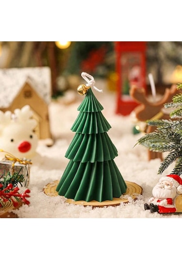 Yeşil Noel Ağacı Kokulu Mum Yılbaşı, Dekoratif