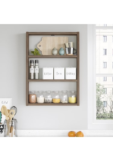 Robinhome Robin Home Marla 3'Lü Duvar Rafı Mutfak Banyo Rafı Kahve Ma1-Cu