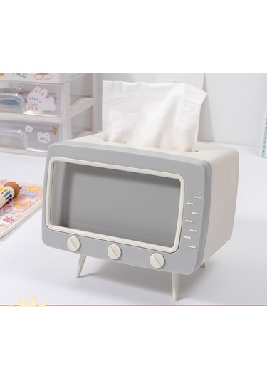 Gri-sevimli Çok Fonksiyonlu Doku Kutusu Ev İçin Kawaii Tutucu Kare Masaüstü Dekor Tv Doku Kutusu Kasa Pembe Telefon Tutucu Depolama Organizatör