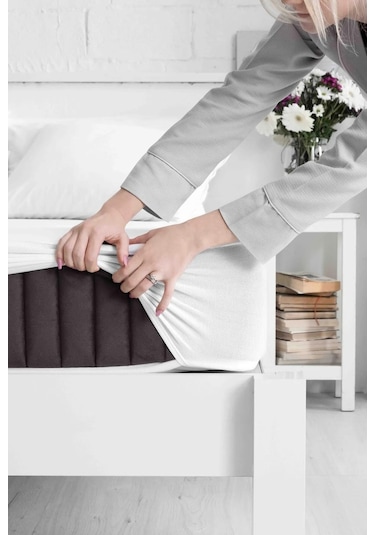 Mislina Home Micro Classic Sıvı Su Geçirmez Fitted Full Kenar Tek - Çift Kişilik Çocuk Yatak Koruyucu Alezi Beyaz