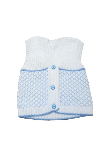 1 Yaş Erkek Bebek Kolsuz Yelek Mavi Beyaz Erkek Bebek Yelek Mavi