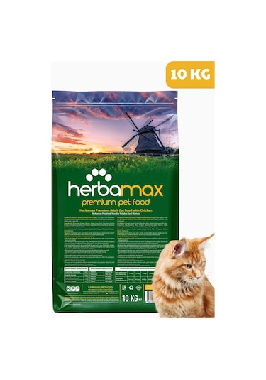 Herbamax Tavuklu ve Pirinçli Yetişkin Kedi Maması 10 KG