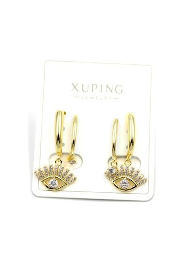 Taşlı Sallantılı Küpe - Altın Çok Renkli