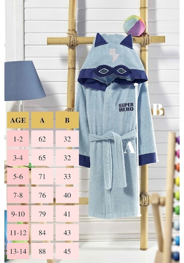 Formeya Kapşonlu Çocuk Bornoz %100 Pamuk Su Emici Mavi Hero Mavi