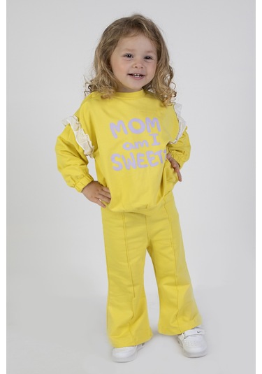 Kız Bebek&çocuk İki İplik Kumaş Orta Kalınlıkta İspanyol Pa.a Örme Basic Eşofman Takımı 001