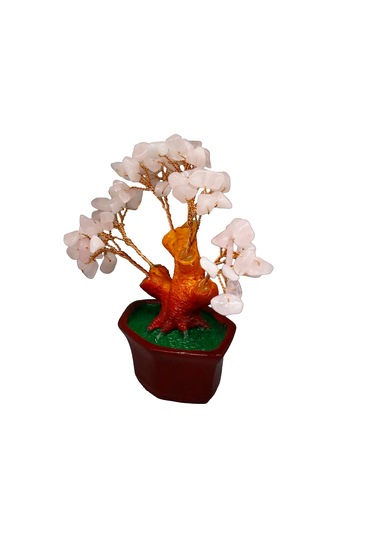 Pembe Kuvars Doğal Taşlı Bonsai Hayat Ağacı - Aşk Ve Pozitif Ener