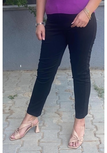 Kadın Siyah Boru Paça Pantolon Siyah