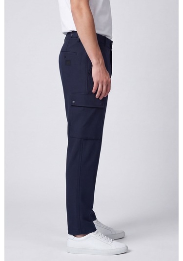 Giotelli Erkek Lacivert Dar Kesim Slim Fit Düz Kargo Cep Normal Bel Pantolon