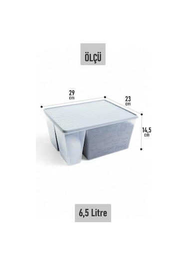 İronika Ölçü Kaşıklı Un Şeker Deterjan Saklama İstifleme Kabı Ölçülü Saklama Kutusu 6.5 Litre Antrasit Antrasit