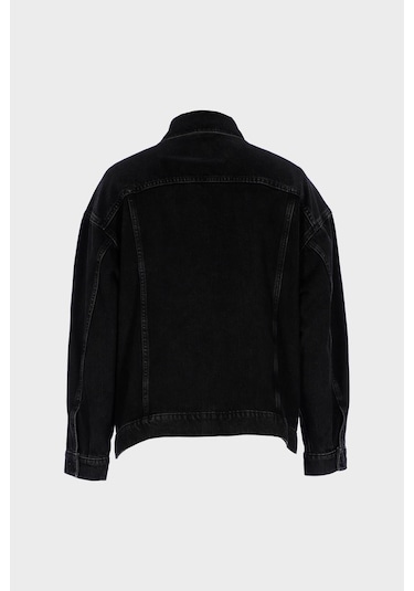 Antrasit Patı Düğmeli Oversize Jean Ceket C 4538-245 Antrasit
