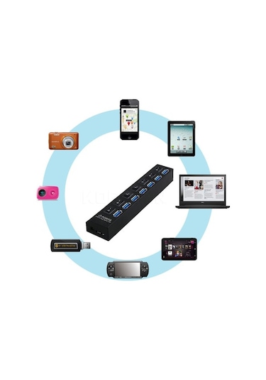 Triline 7 Port Adaptörlü Usb Usb 3.0 On Off Tuşlu Hub Çoklayıcı