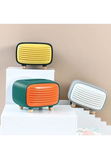 Stil C Sarı-retro Doku Kutusu Masaüstü Kağıt Tutucu Vintage Doku Kağıt Saklama Peçete Kutusu Organizatör Doku Kutusu Dağıtıcı Radyo Model Kılıf