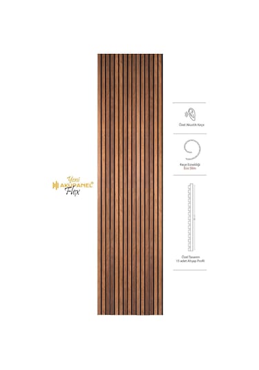 Akupanel Flex 60x245 Cm Ceviz Renk Akustik Ahşap Duvar Paneli Ceviz