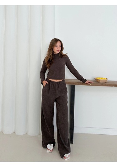 Balıkçı Yaka Örme Takım Kahve St265865 Kahve