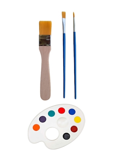 Yağlı Boya Akrilik Fırça Boyası, 3 Adet Fırça, Zemin Fırça, Resim Palet Paledi 2