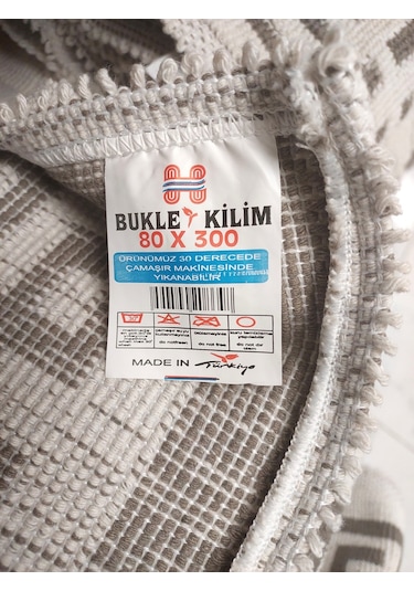 Pamuklu Bukle Lüks Kilim, Yolluk 80x300 -luma Kreme Kahve Kahve