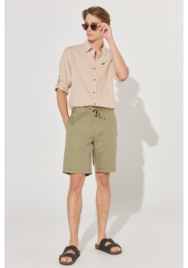 Regular Fit Normal Kesim %100 Pamuk Normal Bel Haki Chino Şort L231406801 Haki