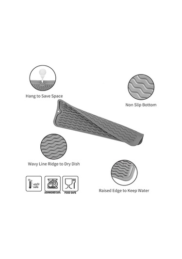 Çok Amaçlı Bulaşık Kurutma Matı, Mutfak İçin Silikon Mat Gri-b Grey