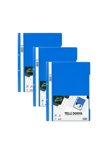 Gen-of Telli Dosya Mavi 50 'Li 3 Paket
