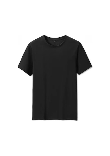 Snapbuy180g Pamuk Erkek Kadın Yazlık T-shirt Kısa Kollu Düz Renkblack Black