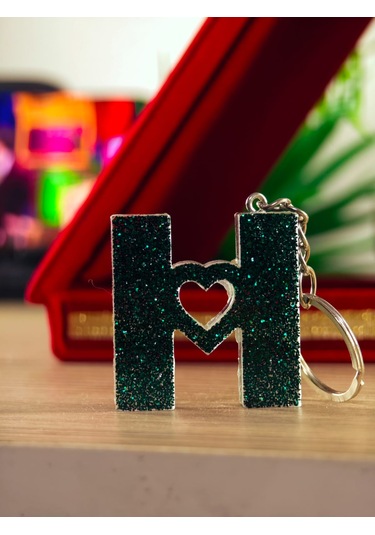 Harfli Anahtarlık Epoksi Kişiye Özel Yapım El Yapımı Harf Anahtarlık Kalp Model Özel Tasarım Hediyelik Ürün Kalp Desenli Simli Anahtarlık Açık Pembe