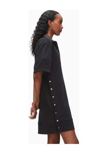 3.1 Phillip Lim Terry Polo Kadın Elbise, Fransız Havlu Kumaş Siyah