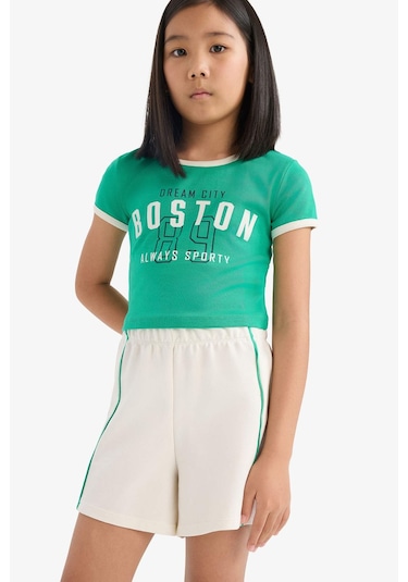 DeFacto Kız Çocuk 2'li Takım Fitilli Kaşkorse Baskılı Kısa Kollu Tişört Beli Lastikli Şort E4756A825HSGN227 Yeşil DeFacto Kız Çocuk 2'li Takım Fitilli Kaşkorse Baskılı Kısa Kollu Tişört Beli Lastikli Şort E4756A825HSGN227 Yeşil
