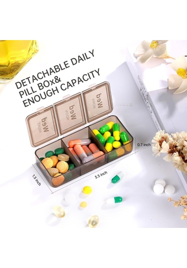 Günde 3 Kez Hap Kutusu, Haftalık Hap Kutusu Ilaç Organizatörü Kutusu, Seyahat Çift Taraflı 7 Günlük Yedeklemeli Bir Kutu 44719333