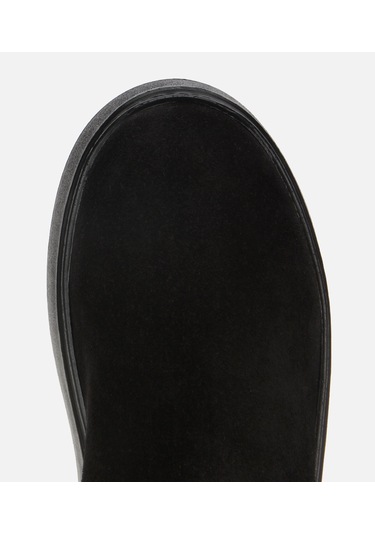 Hotiç Kadın Süet Deri Siyah Lastik Detaylı Kalın Tabanlı Düz Bot 01boh317830a100 01boh317830a100 Siyah