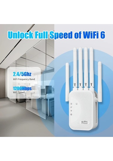 Xuweiwei Beyaz Wifi Sinyal Yansitici Wıfı6 Destekli Cift Bantli 24ghz 5ghz 6 Antenli Ev Ofis Ag Genisletici