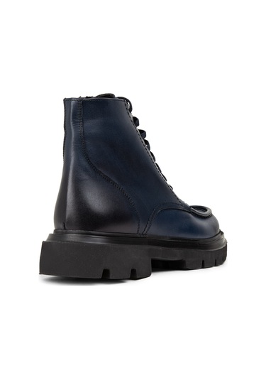 Deery Hakiki Deri Lacivert Fermuarlı Erkek Bot - 01979mlcve01