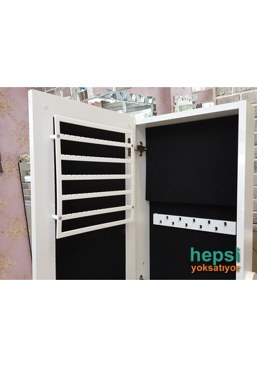 Ayna Denizi Klasik Model Beyaz Renk Ayaklı Boy Aynalı Takı Dolabı