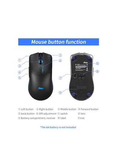 Geeksen Zelotes F-22 Kablosuz Optik Oyun Faresi, 6 Tuş, 3200 Dpı, 10m Menzil, Aa Pil İle Çalışır 001