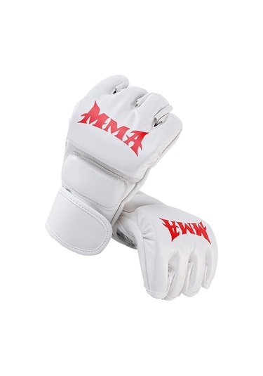 Boks Eldivenleri Yarım Parmak Açık Avuç İçi Grappling Müsabaka Yetişkin Unisex Beyaz