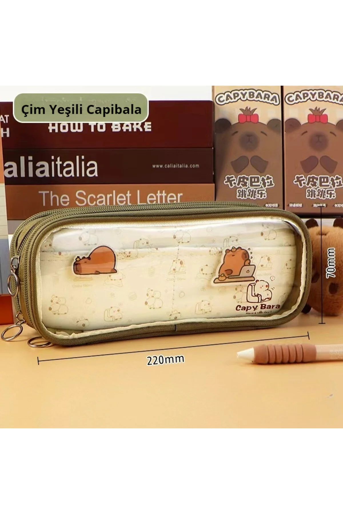 Capybara Şeffaf Kalem Kutusu Yeşil