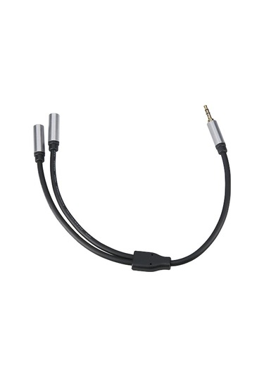 Besthome1 0.3m Siyah 3.5mm Erkekden Çift 3.5mm Dişiye Mikrofon Ve Kulaklık Ayırıcısı Ses Kablosu