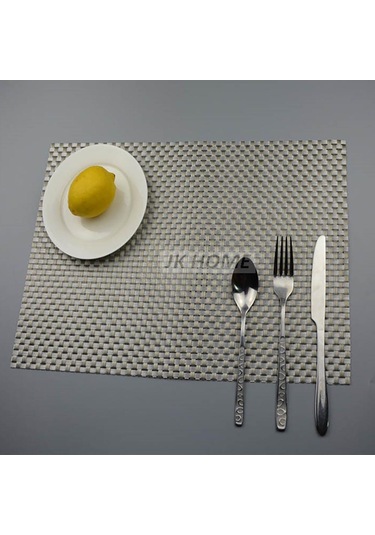 4 Adet/grup Lüks Örgü Akşam Yemeği Placemats Pvc Yer Masa Paspasları En Iyi Altın Gümüş Sofra Yemek Takımı Mutfak Masa Pedleri Araçları Gümüş