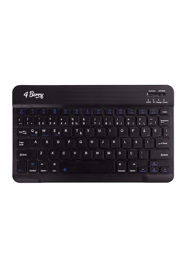 Kablosuz Klavye Mouse & Stand Seti + Telefon Standı Siyah