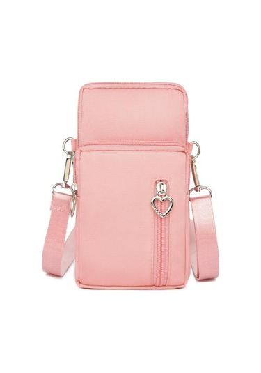 Rahat Küçük Omuz Çantası Kadın Cep Telefonu Cebi Durumda Su Geçirmez Naylon Spor Kol Paketi Mini Messenger Çanta Crossbody Çanta Pembe
