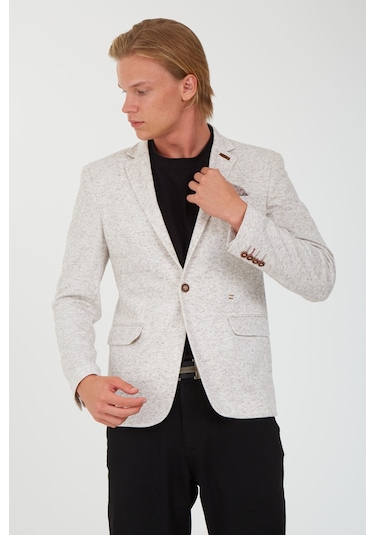 Sposo 5106 Dar Kalıp Yarım Astarlı Bej Erkek Blazer Ceket Bej